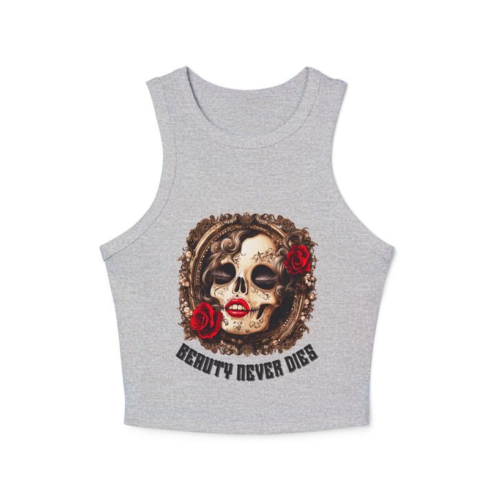 Beauty Never Dies Skull Tank Top | Women’s Micro Rib Racer