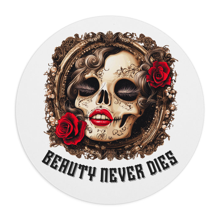 Skull Art Mouse Pad - "Beauty Never Dies" - Perfect for Day of the Dead Lovers